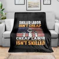 Skilled Labor Patriotic USA Flag Throw Blanket Blue Collar Trade Union Hand Tools Pride Graphic