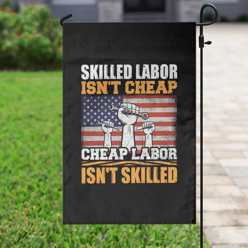 Skilled Labor Patriotic USA Flag Garden Flag Blue Collar Trade Union Hand Tools Pride Graphic