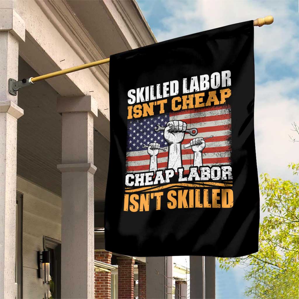 Skilled Labor Patriotic USA Flag Garden Flag Blue Collar Trade Union Hand Tools Pride Graphic