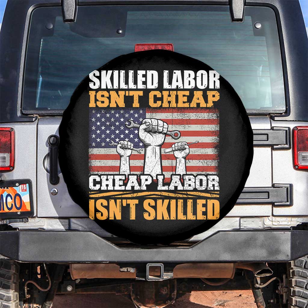 Skilled Labor Patriotic USA Flag Spare Tire Cover Blue Collar Trade Union Hand Tools Pride Graphic