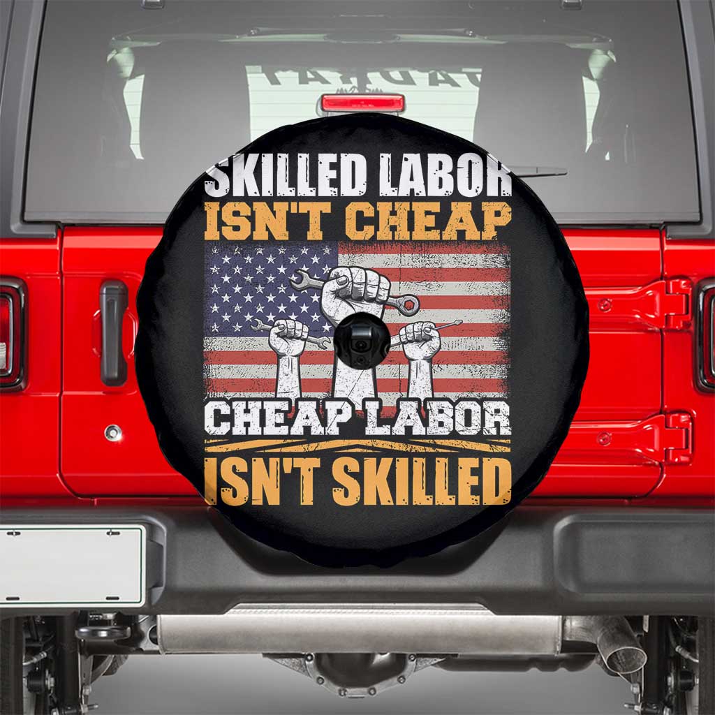 Skilled Labor Patriotic USA Flag Spare Tire Cover Blue Collar Trade Union Hand Tools Pride Graphic