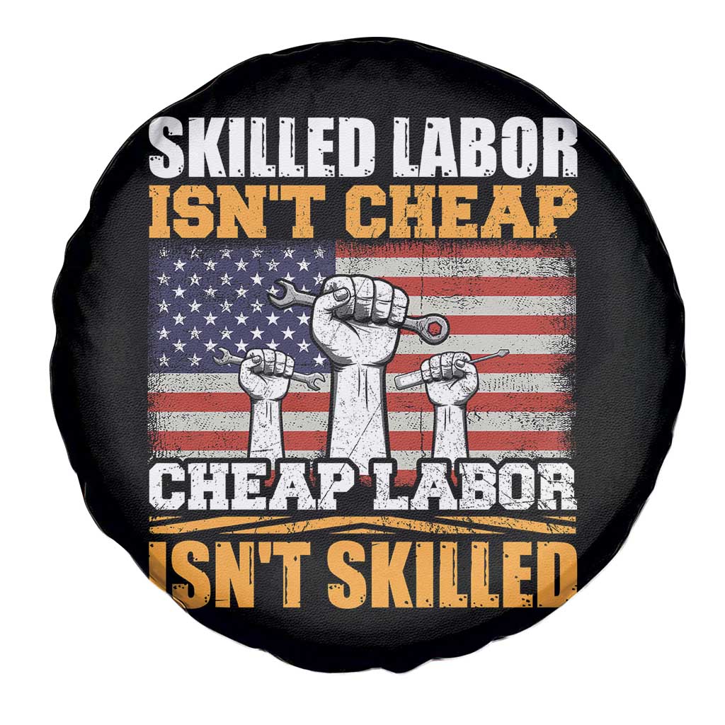 Skilled Labor Patriotic USA Flag Spare Tire Cover Blue Collar Trade Union Hand Tools Pride Graphic
