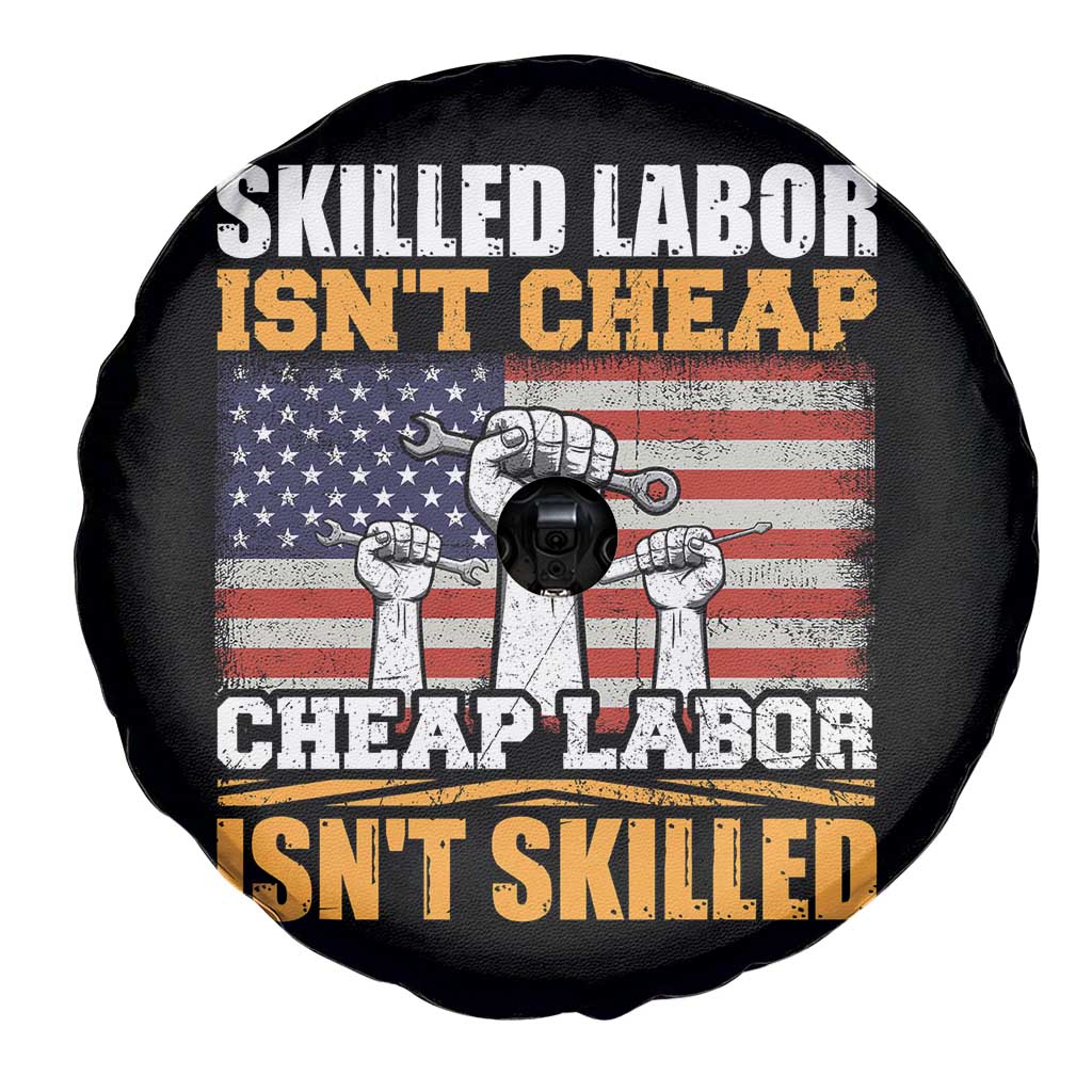 Skilled Labor Patriotic USA Flag Spare Tire Cover Blue Collar Trade Union Hand Tools Pride Graphic