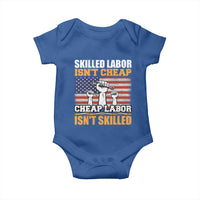 Skilled Labor Patriotic USA Flag Baby Onesie Blue Collar Trade Union Hand Tools Pride Graphic