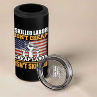 Skilled Labor Patriotic USA Flag 4 in 1 Can Cooler Tumbler Blue Collar Trade Union Hand Tools Pride Graphic