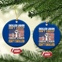 Skilled Labor Patriotic USA Flag Ceramic Ornament Blue Collar Trade Union Hand Tools Pride Graphic