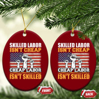 Skilled Labor Patriotic USA Flag Ceramic Ornament Blue Collar Trade Union Hand Tools Pride Graphic