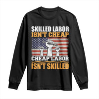 Skilled Labor Patriotic USA Flag Long Sleeve Shirt Blue Collar Trade Union Hand Tools Pride Graphic