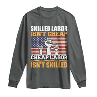 Skilled Labor Patriotic USA Flag Long Sleeve Shirt Blue Collar Trade Union Hand Tools Pride Graphic
