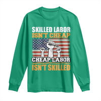Skilled Labor Patriotic USA Flag Long Sleeve Shirt Blue Collar Trade Union Hand Tools Pride Graphic