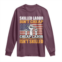 Skilled Labor Patriotic USA Flag Long Sleeve Shirt Blue Collar Trade Union Hand Tools Pride Graphic