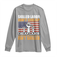 Skilled Labor Patriotic USA Flag Long Sleeve Shirt Blue Collar Trade Union Hand Tools Pride Graphic