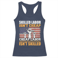 Skilled Labor Patriotic USA Flag Racerback Tank Top Blue Collar Trade Union Hand Tools Pride Graphic