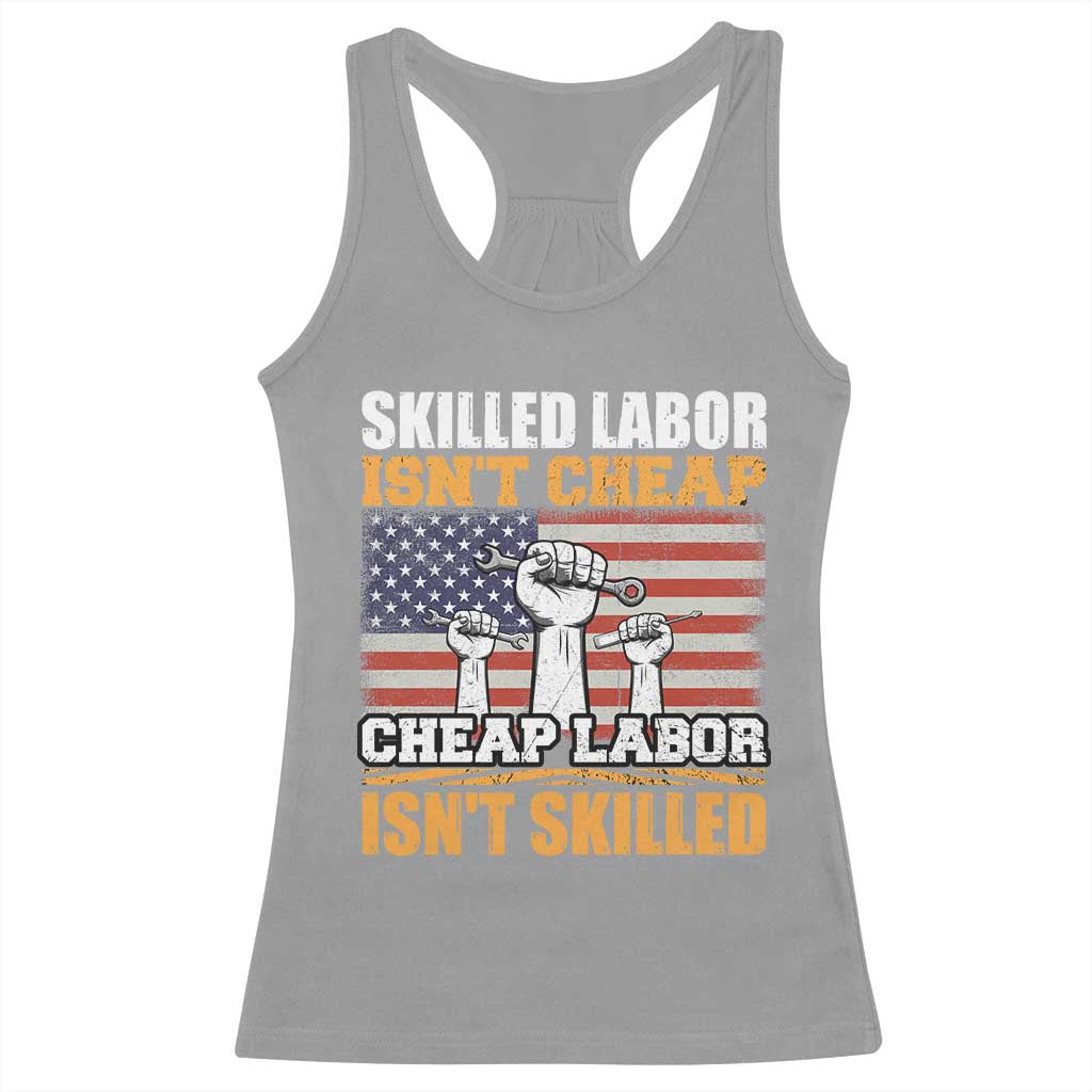 Skilled Labor Patriotic USA Flag Racerback Tank Top Blue Collar Trade Union Hand Tools Pride Graphic
