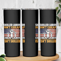 Skilled Labor Patriotic USA Flag Skinny Tumbler Blue Collar Trade Union Hand Tools Pride Graphic