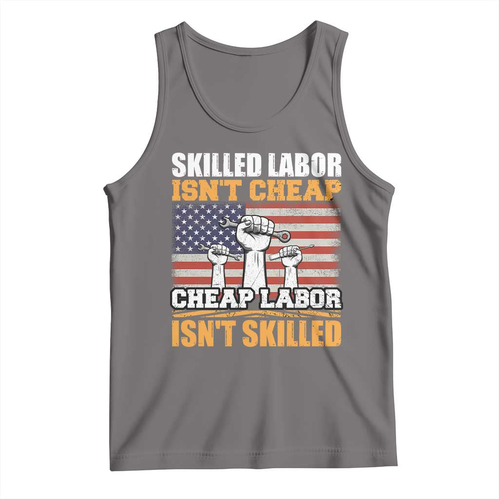 Skilled Labor Patriotic USA Flag Tank Top Blue Collar Trade Union Hand Tools Pride Graphic