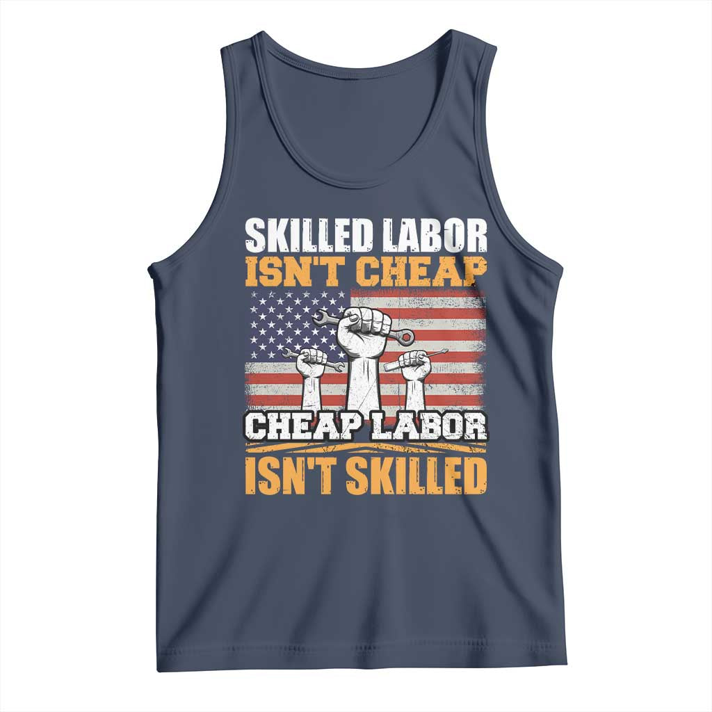 Skilled Labor Patriotic USA Flag Tank Top Blue Collar Trade Union Hand Tools Pride Graphic
