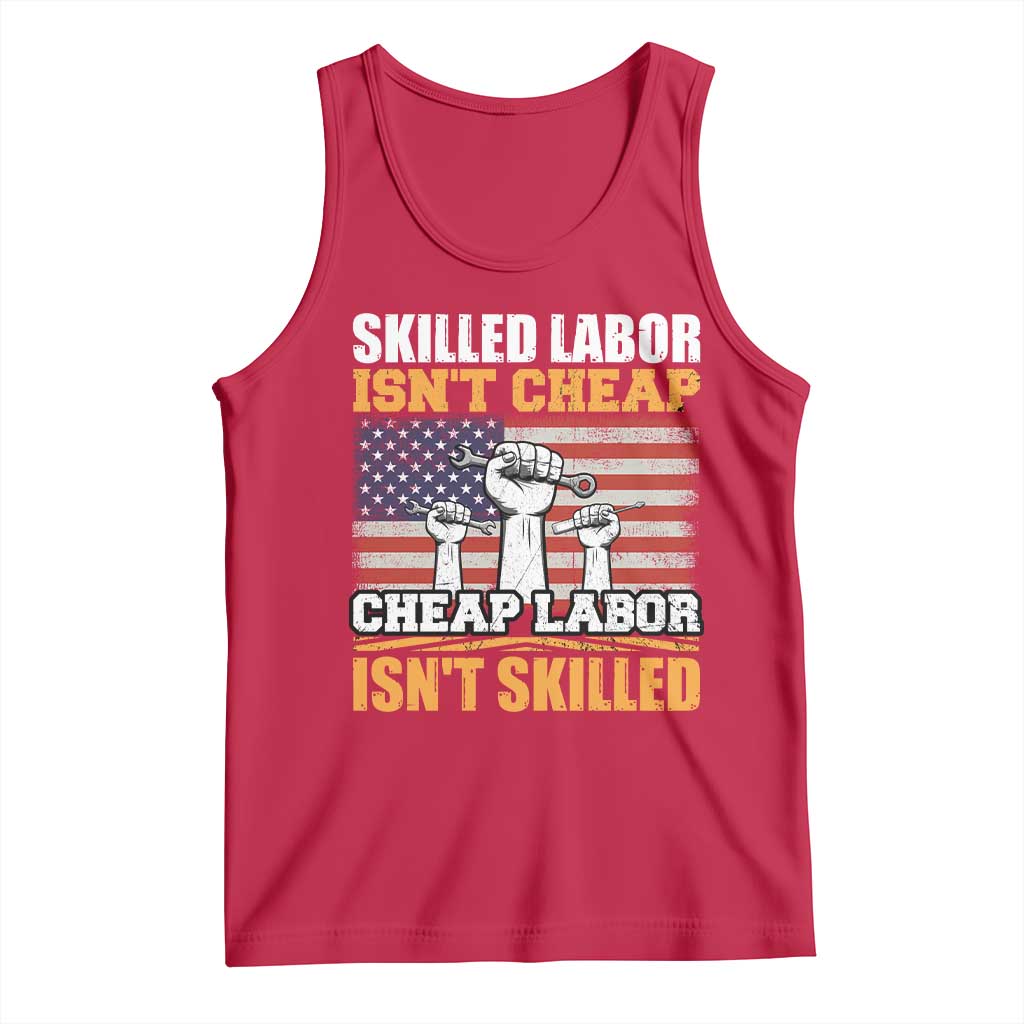 Skilled Labor Patriotic USA Flag Tank Top Blue Collar Trade Union Hand Tools Pride Graphic