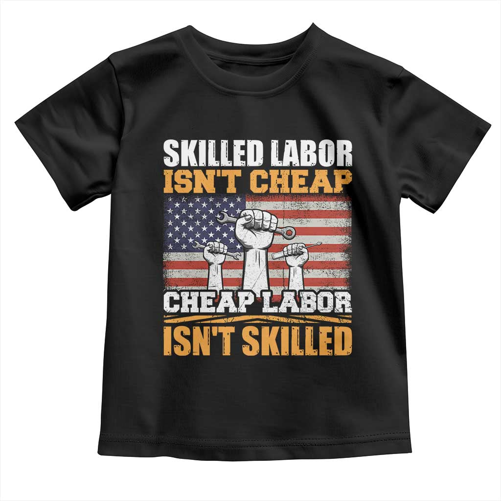 Skilled Labor Patriotic USA Flag Toddler T Shirt Blue Collar Trade Union Hand Tools Pride Graphic