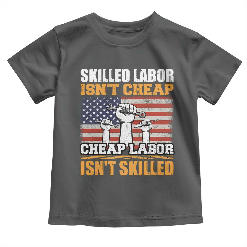 Skilled Labor Patriotic USA Flag Toddler T Shirt Blue Collar Trade Union Hand Tools Pride Graphic