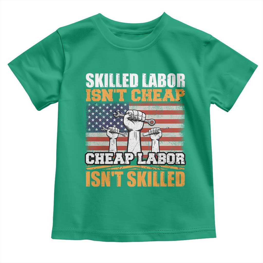Skilled Labor Patriotic USA Flag Toddler T Shirt Blue Collar Trade Union Hand Tools Pride Graphic