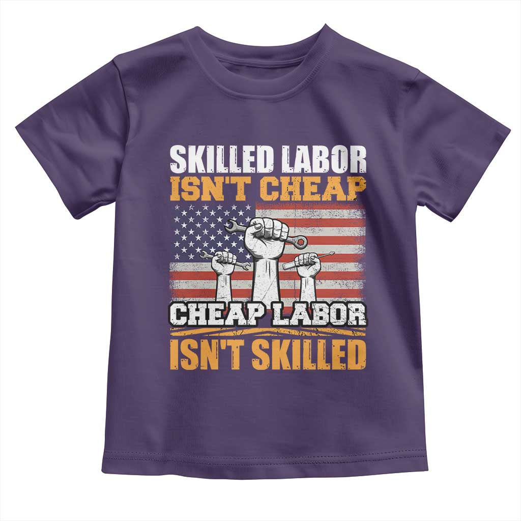 Skilled Labor Patriotic USA Flag Toddler T Shirt Blue Collar Trade Union Hand Tools Pride Graphic
