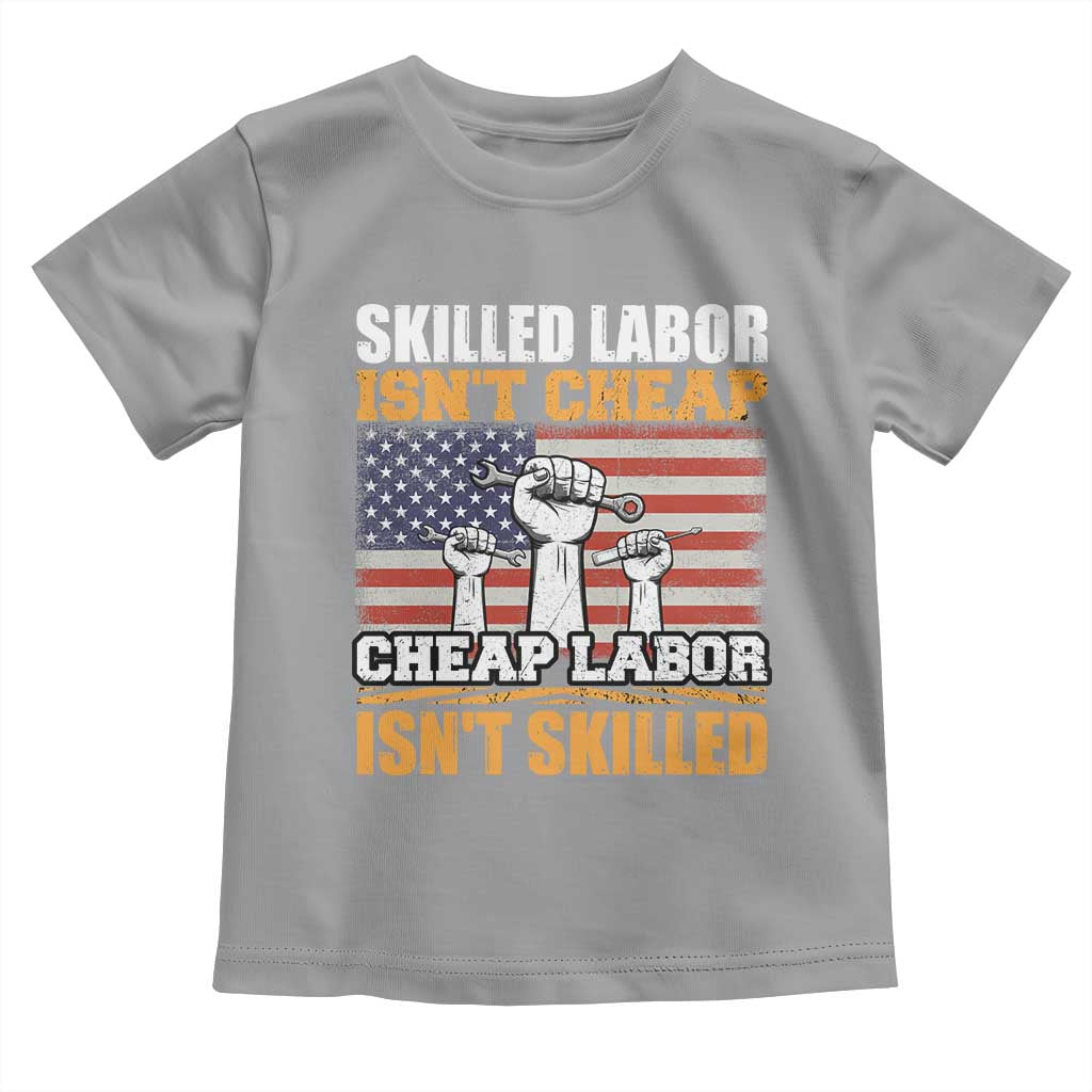 Skilled Labor Patriotic USA Flag Toddler T Shirt Blue Collar Trade Union Hand Tools Pride Graphic