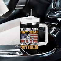 Skilled Labor Patriotic USA Flag Tumbler With Handle Blue Collar Trade Union Hand Tools Pride Graphic
