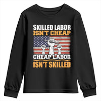 Skilled Labor Patriotic USA Flag Youth Sweatshirt Blue Collar Trade Union Hand Tools Pride Graphic