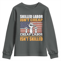 Skilled Labor Patriotic USA Flag Youth Sweatshirt Blue Collar Trade Union Hand Tools Pride Graphic