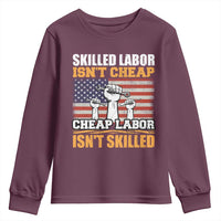 Skilled Labor Patriotic USA Flag Youth Sweatshirt Blue Collar Trade Union Hand Tools Pride Graphic