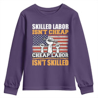Skilled Labor Patriotic USA Flag Youth Sweatshirt Blue Collar Trade Union Hand Tools Pride Graphic