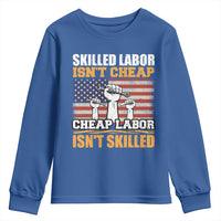 Skilled Labor Patriotic USA Flag Youth Sweatshirt Blue Collar Trade Union Hand Tools Pride Graphic