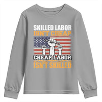 Skilled Labor Patriotic USA Flag Youth Sweatshirt Blue Collar Trade Union Hand Tools Pride Graphic