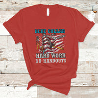 Labor Day T Shirt Blue Collar Hard Work No Handouts American Flag Labor Day - Wonder Print Shop