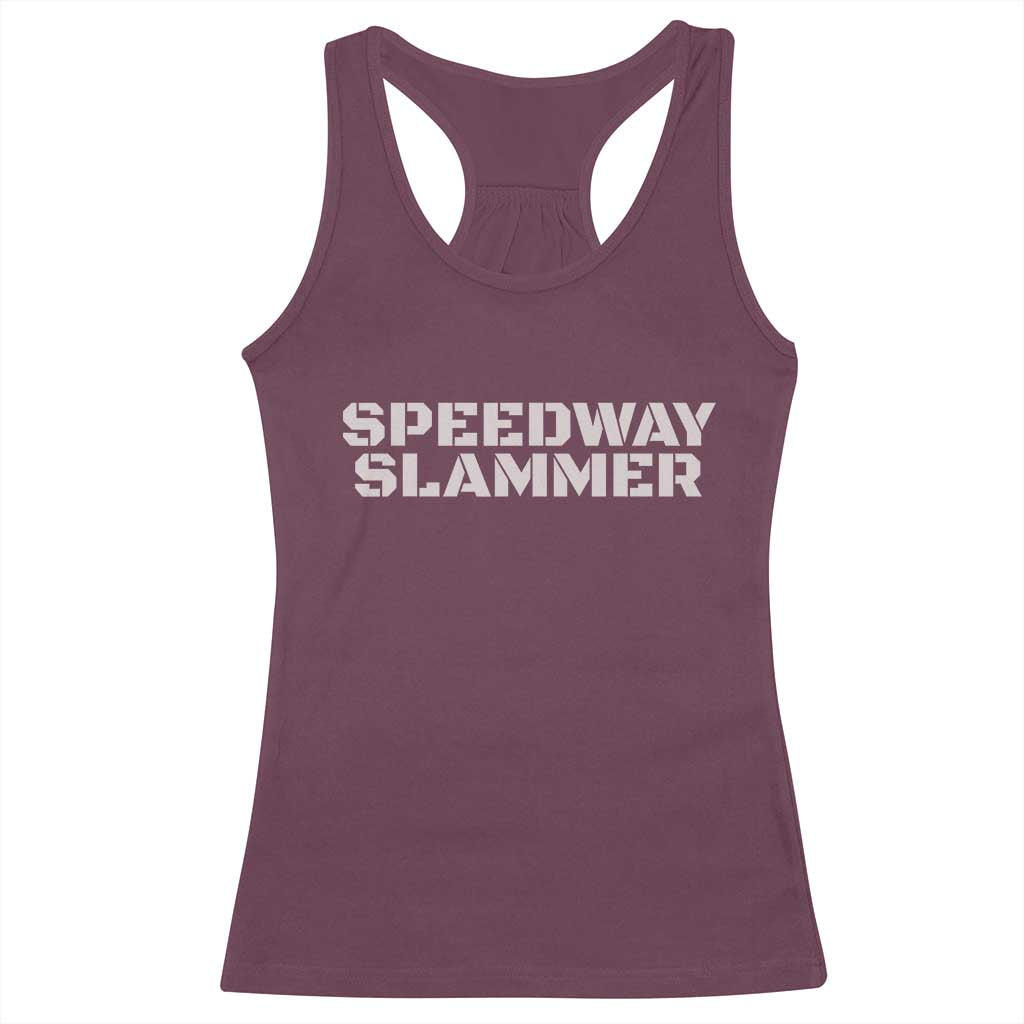 Speedway Slammer 2025 Racerback Tank Top Indiana Sarcastic - Wonder Print Shop
