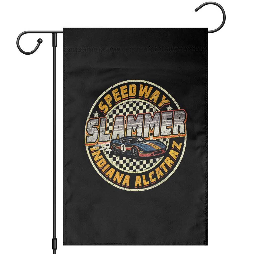 Speedway Slammer 2025 Garden Flag Indiana Alcatraz Retro Vintage Racing Graphic - Wonder Print Shop