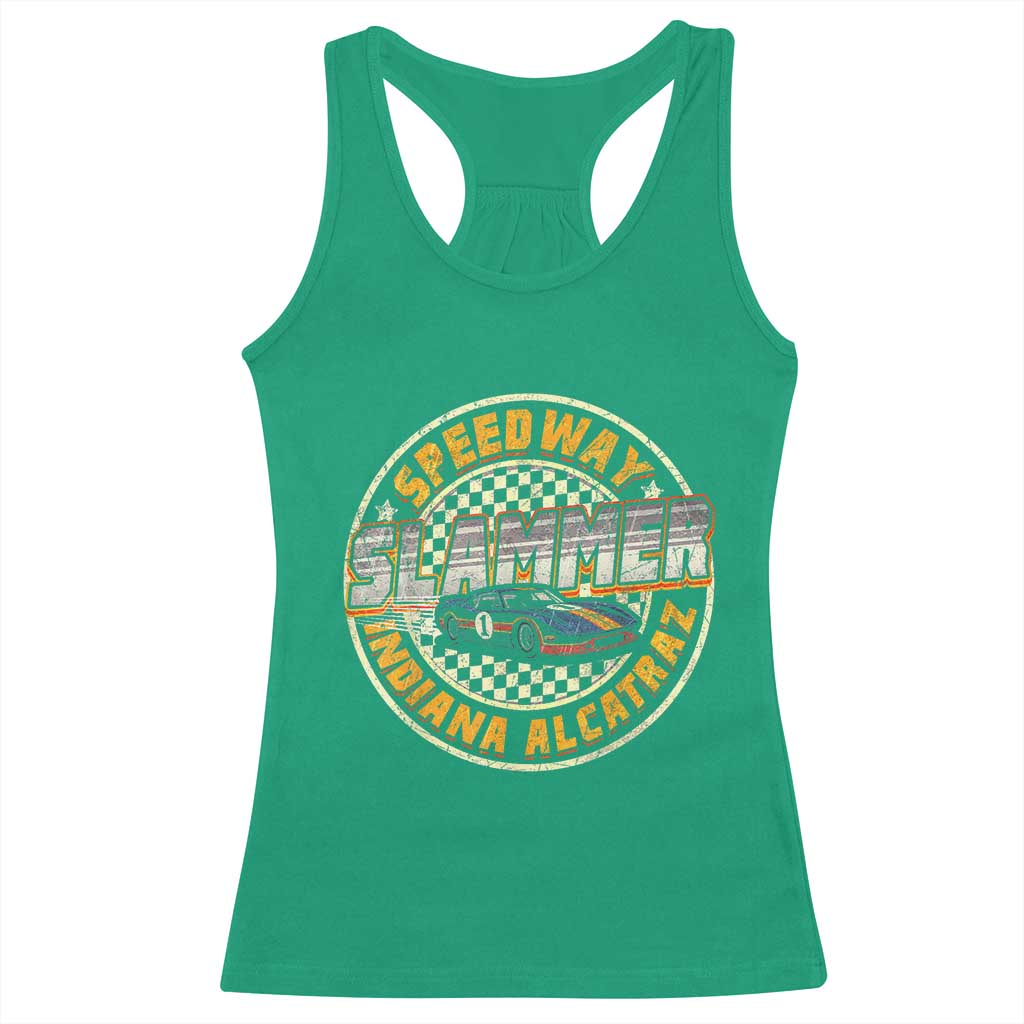 Speedway Slammer 2025 Racerback Tank Top Indiana Alcatraz Retro Vintage Racing Graphic - Wonder Print Shop