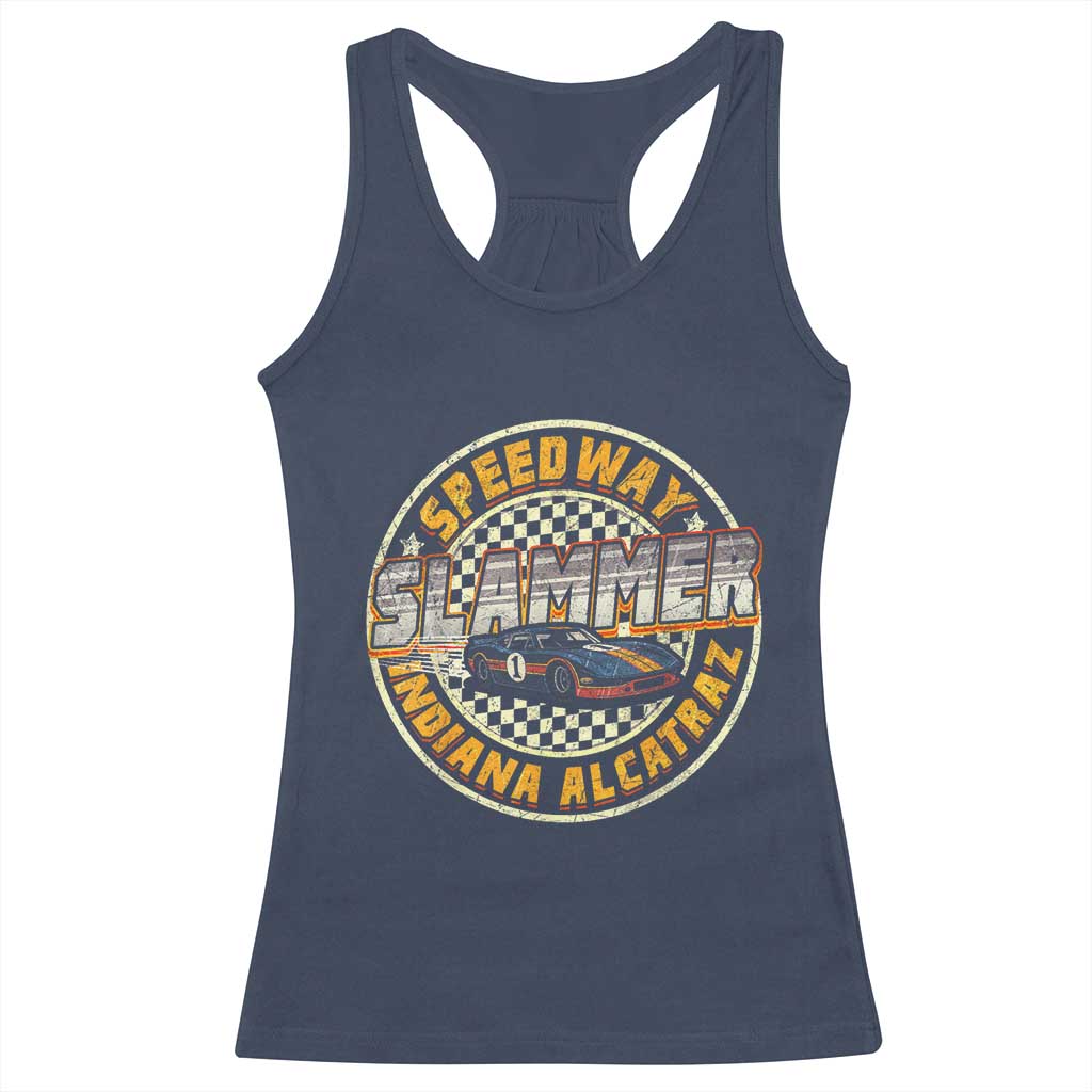 Speedway Slammer 2025 Racerback Tank Top Indiana Alcatraz Retro Vintage Racing Graphic - Wonder Print Shop