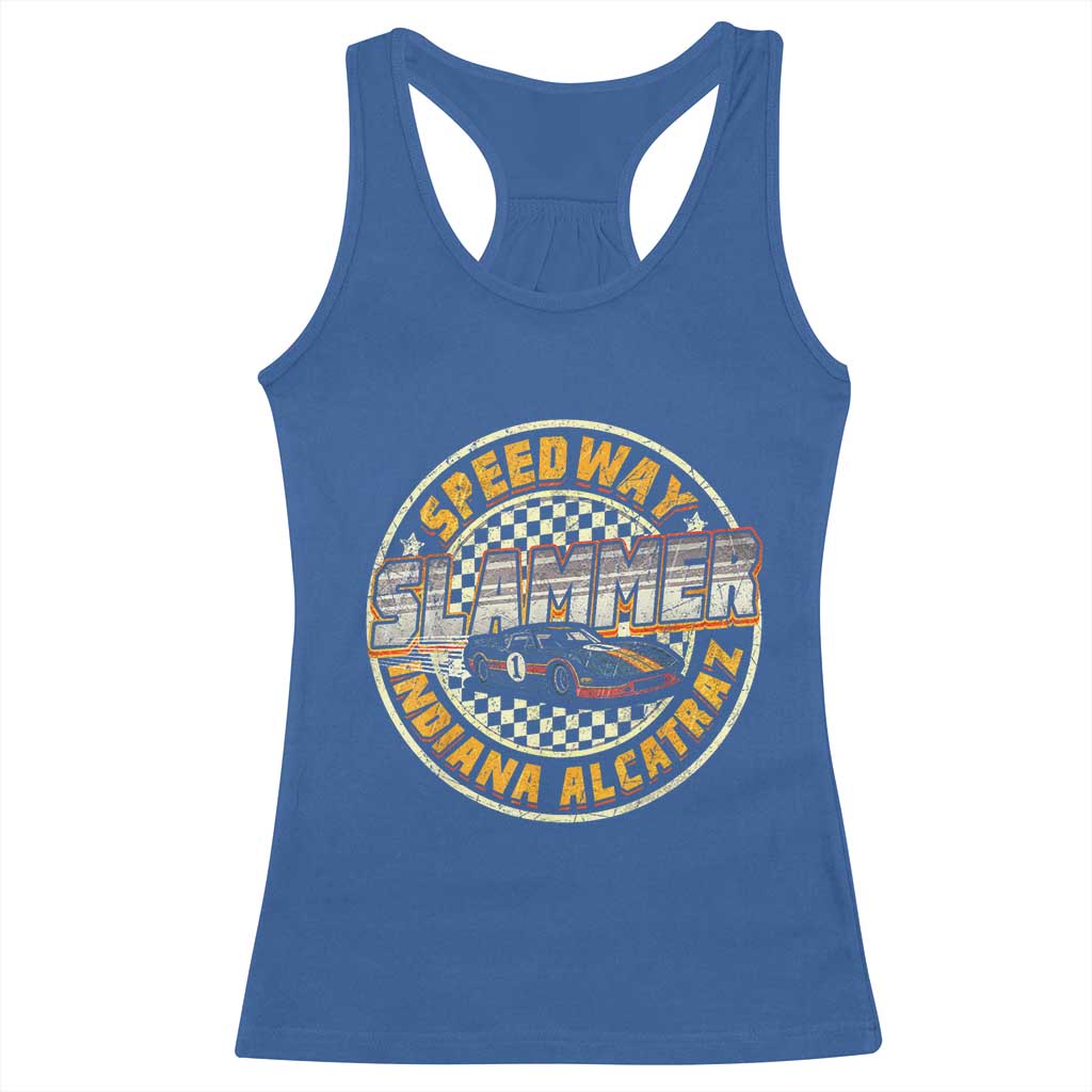 Speedway Slammer 2025 Racerback Tank Top Indiana Alcatraz Retro Vintage Racing Graphic - Wonder Print Shop