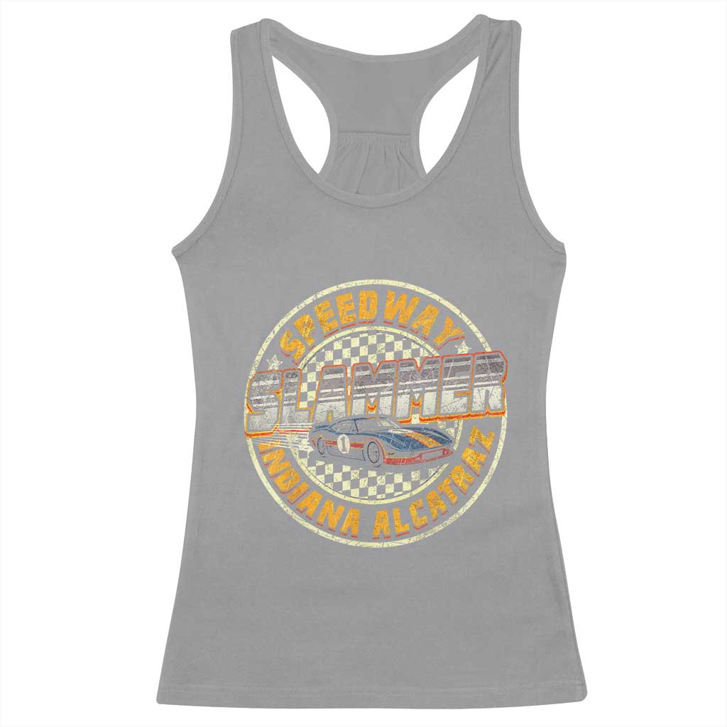 Speedway Slammer 2025 Racerback Tank Top Indiana Alcatraz Retro Vintage Racing Graphic - Wonder Print Shop