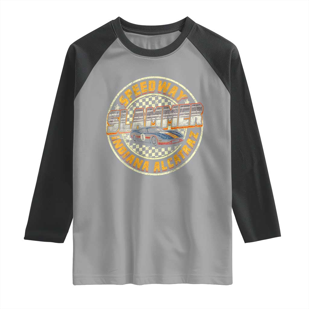 Speedway Slammer 2025 Raglan Shirt Indiana Alcatraz Retro Vintage Racing Graphic - Wonder Print Shop