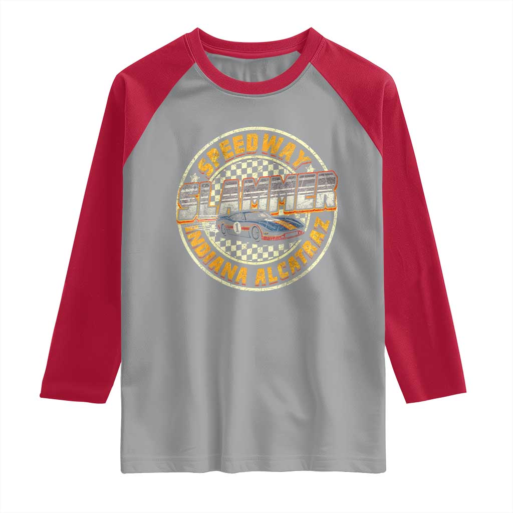Speedway Slammer 2025 Raglan Shirt Indiana Alcatraz Retro Vintage Racing Graphic - Wonder Print Shop
