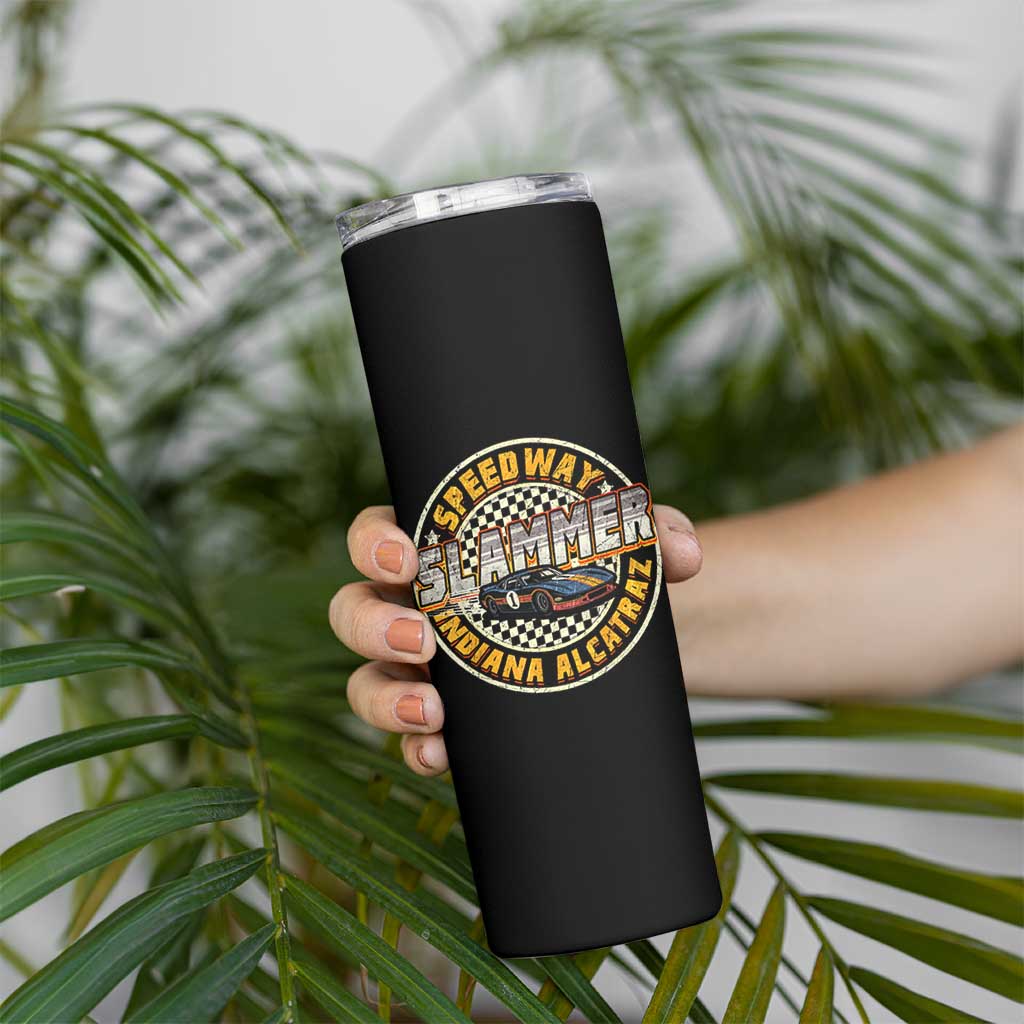 Speedway Slammer 2025 Skinny Tumbler Indiana Alcatraz Retro Vintage Racing Graphic - Wonder Print Shop