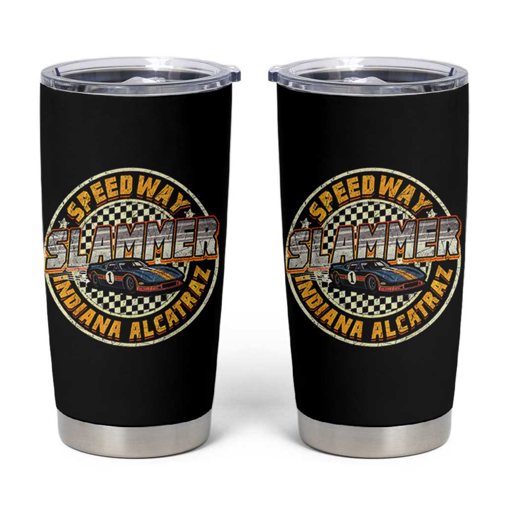 Speedway Slammer 2025 Tumbler Cup Indiana Alcatraz Retro Vintage Racing Graphic - Wonder Print Shop