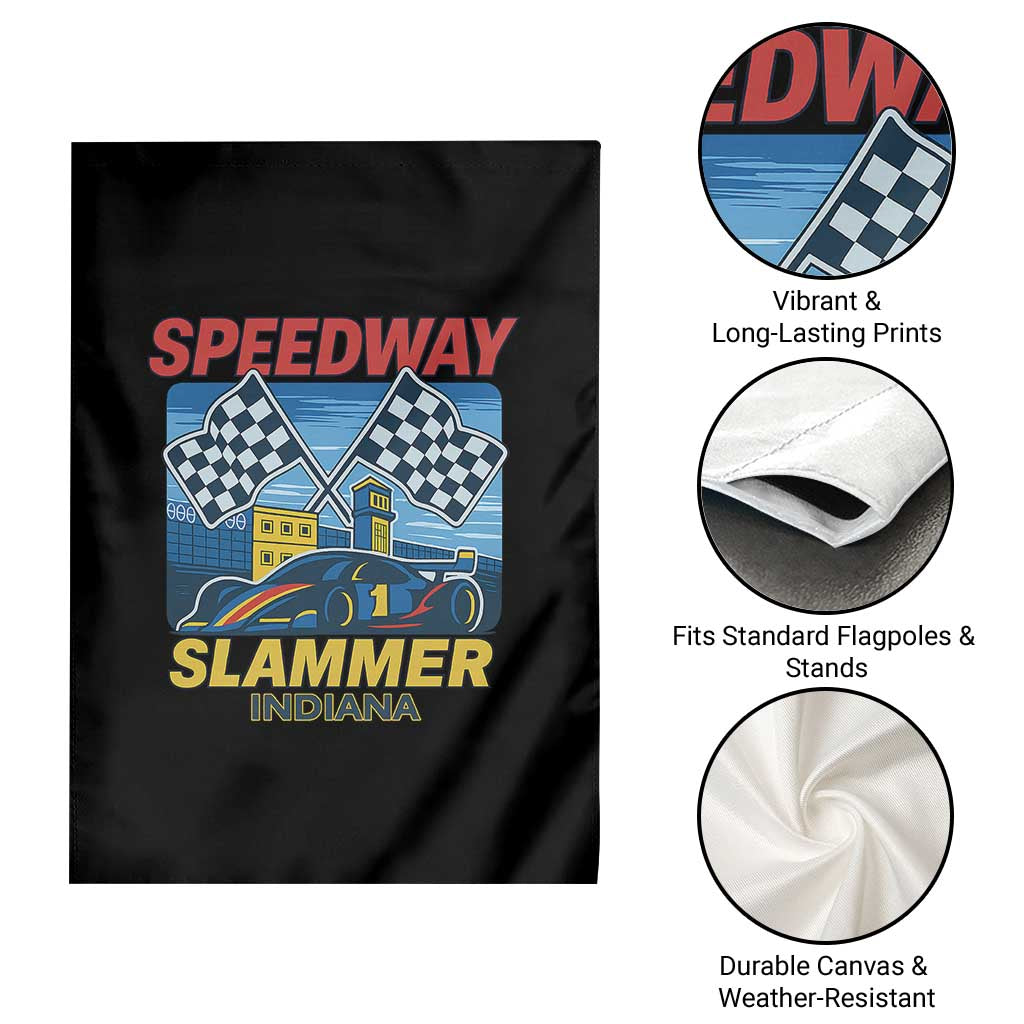 Speedway Slammer 2025 Garden Flag Indiana Alcatraz Vintage Racing Graphic - Wonder Print Shop