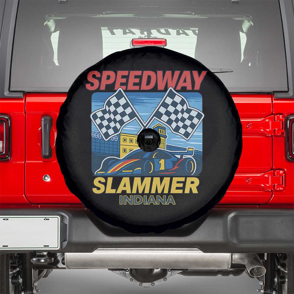 Speedway Slammer 2025 Spare Tire Cover Indiana Alcatraz Vintage Racing Graphic - Wonder Print Shop