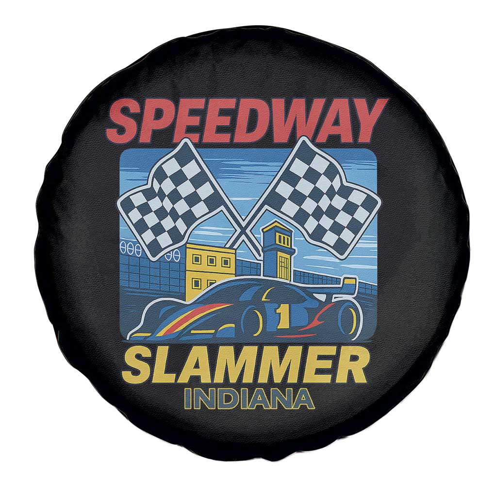 Speedway Slammer 2025 Spare Tire Cover Indiana Alcatraz Vintage Racing Graphic - Wonder Print Shop