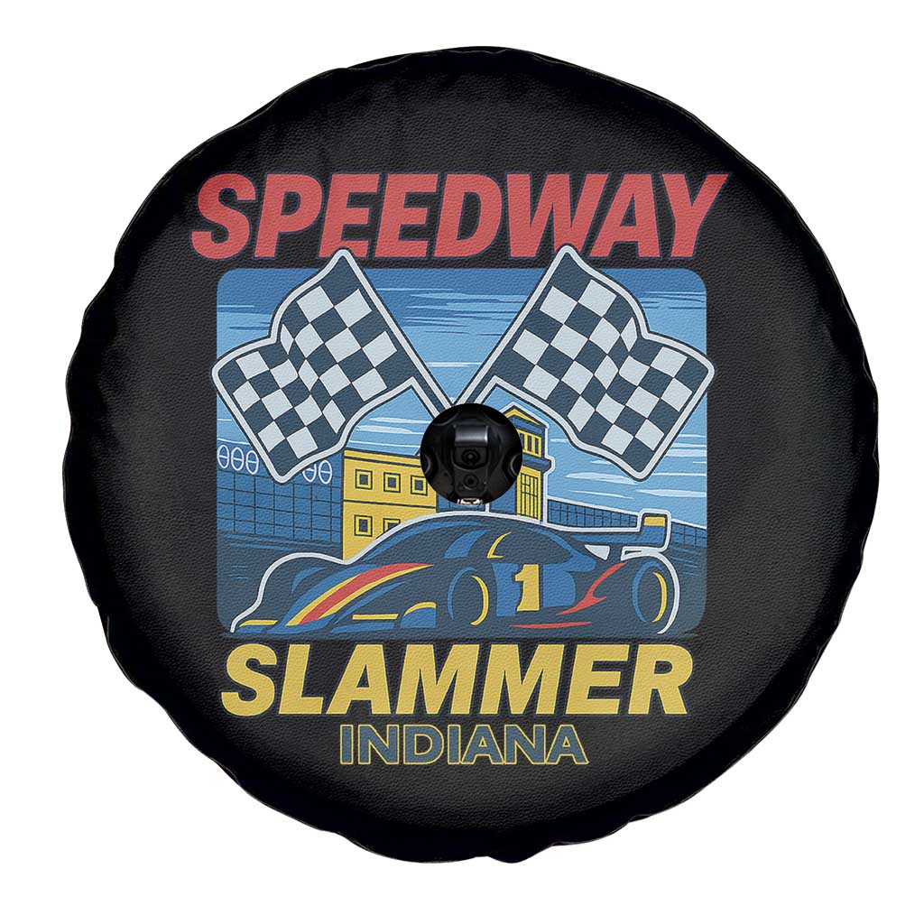 Speedway Slammer 2025 Spare Tire Cover Indiana Alcatraz Vintage Racing Graphic - Wonder Print Shop