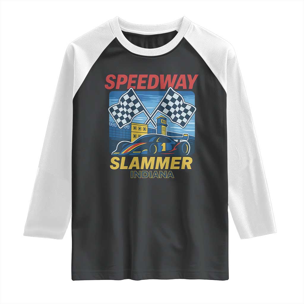 Speedway Slammer 2025 Raglan Shirt Indiana Alcatraz Vintage Racing Graphic - Wonder Print Shop